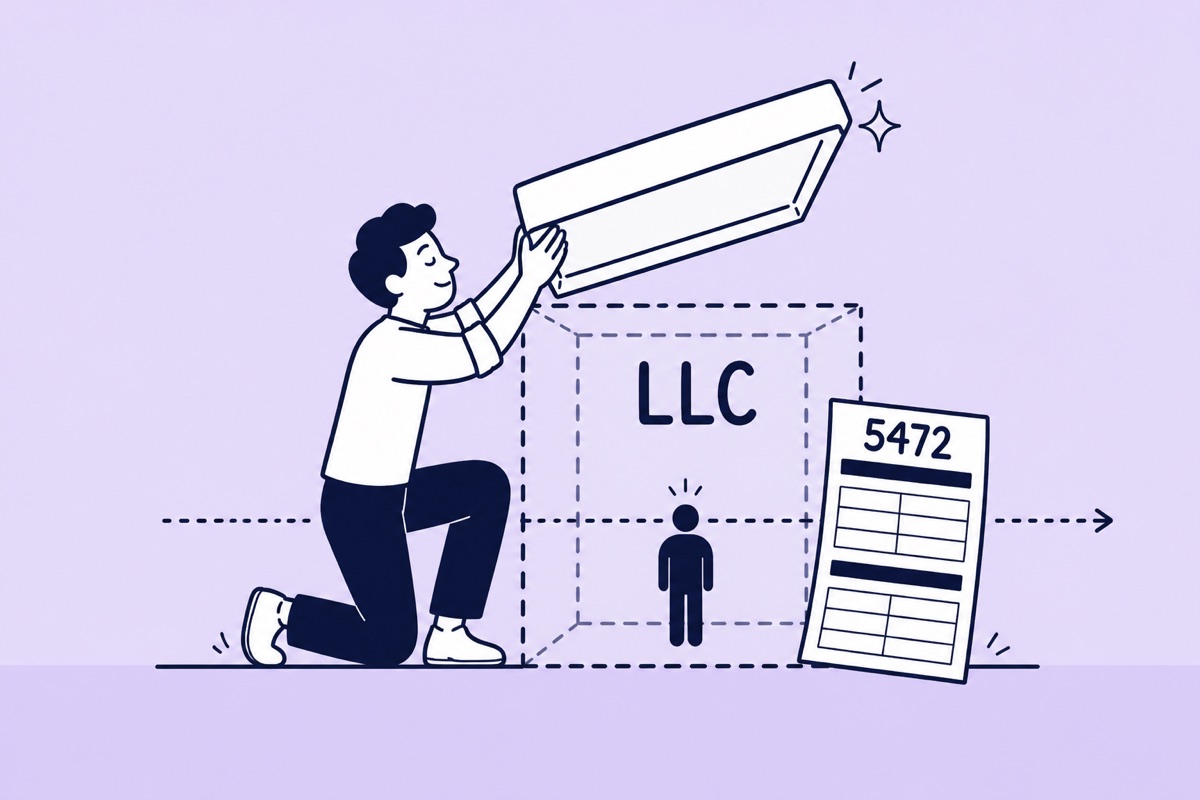 Illustration of an LLC structure with a disregarded owner and Form 5472