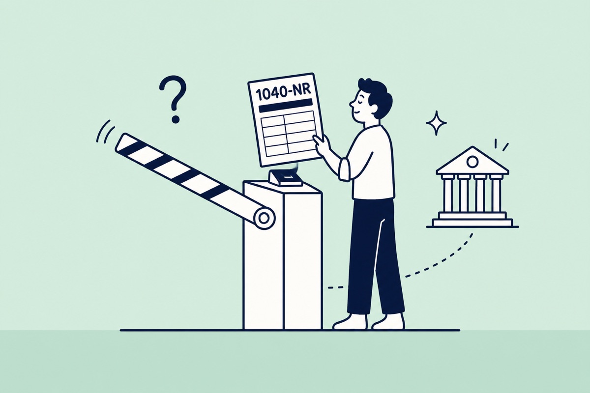 Personal US tax return form with passport