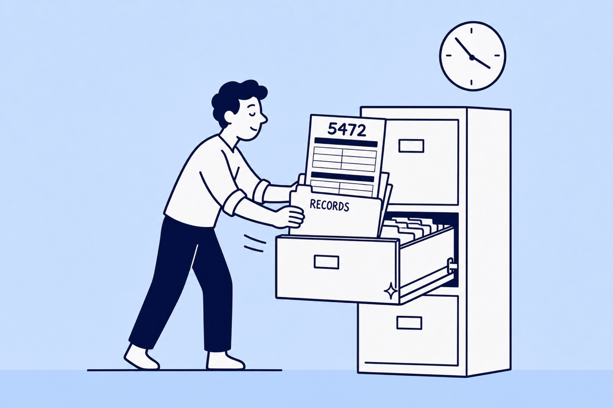 Organized business records and filing folders