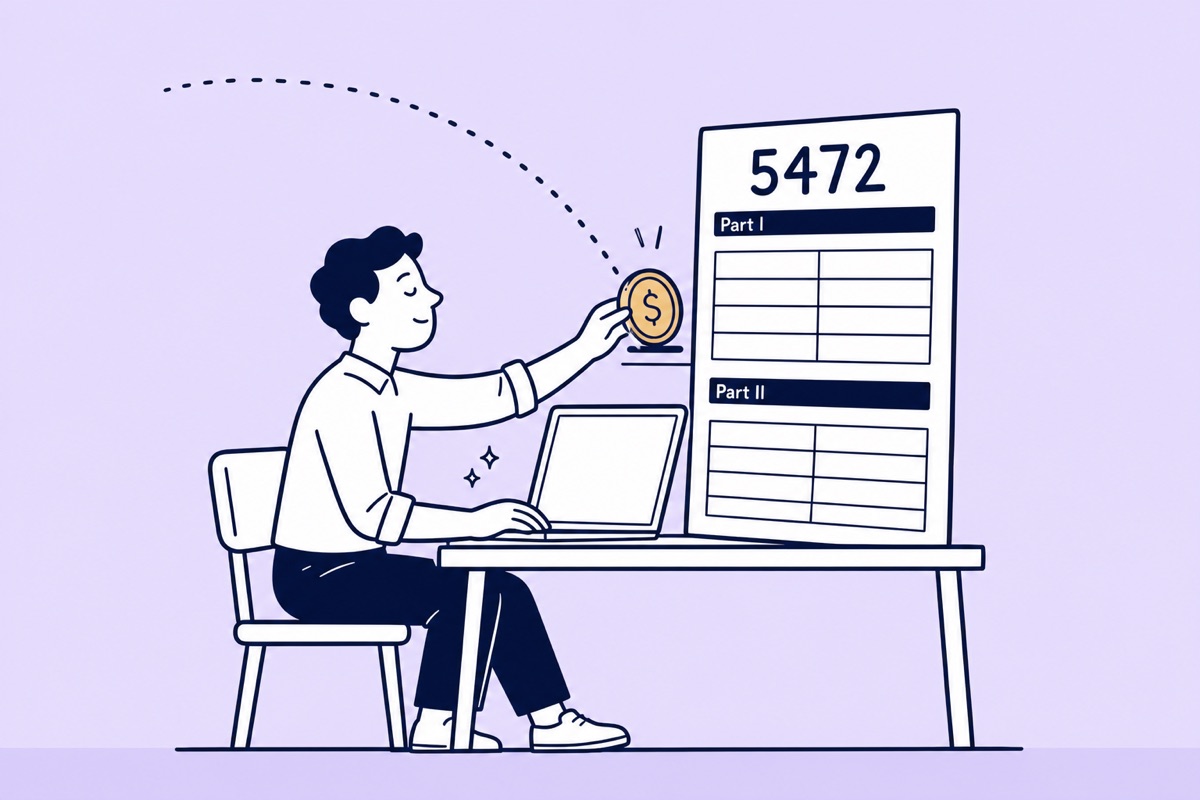 Freelancer workspace with laptop and tax form