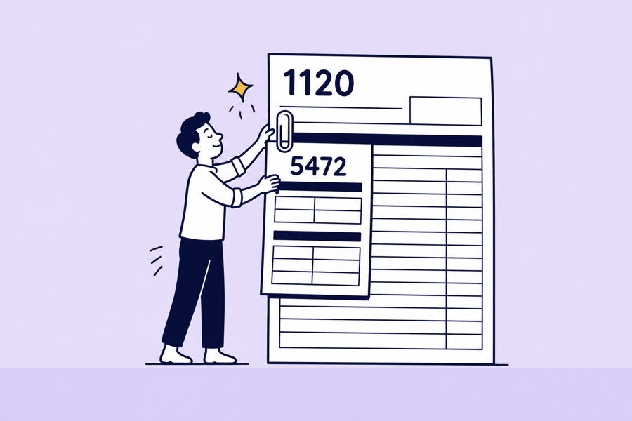 Paperclipping Form 5472 onto the front of a pro forma 1120